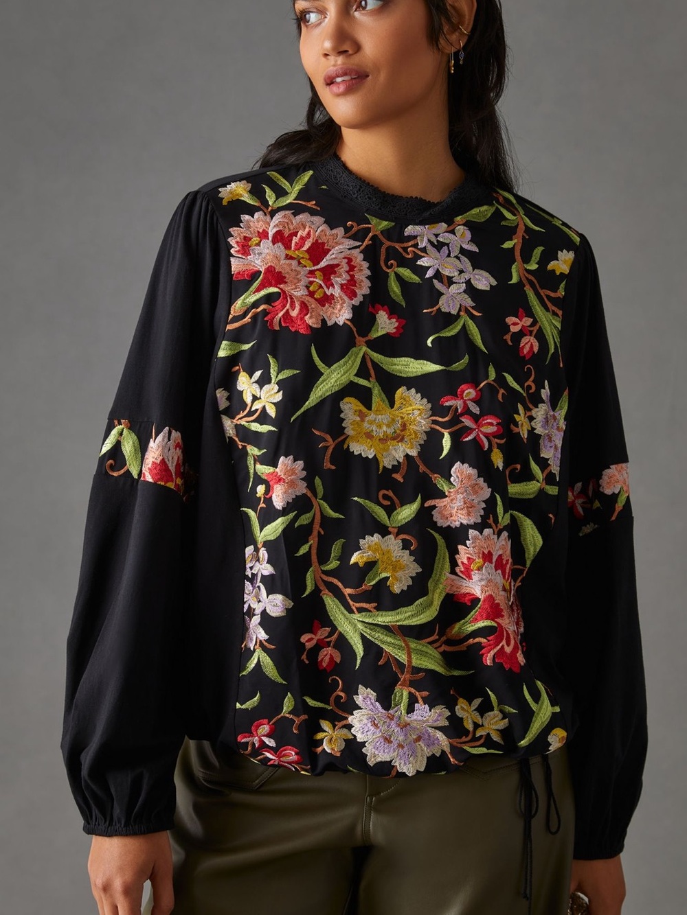 Anthropologie NWT Tiny Embroidered Floral Knit Blouse Sz XS - Picture 2 of 8